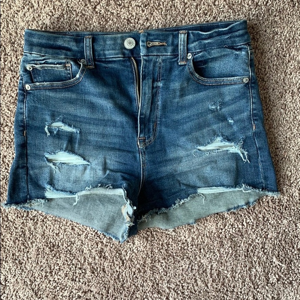 American Eagle Curvy Hi-Rise Shortie denim shorts